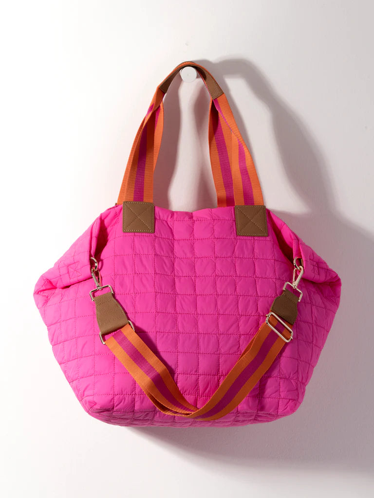 Ezra Quilted Travel Tote - Magenta