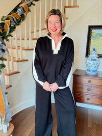 Black and Ivory Knit Lounge Set