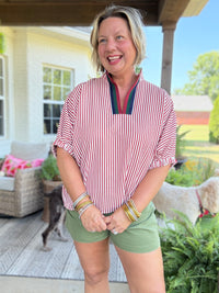 Chloe Stripe Top - Brick