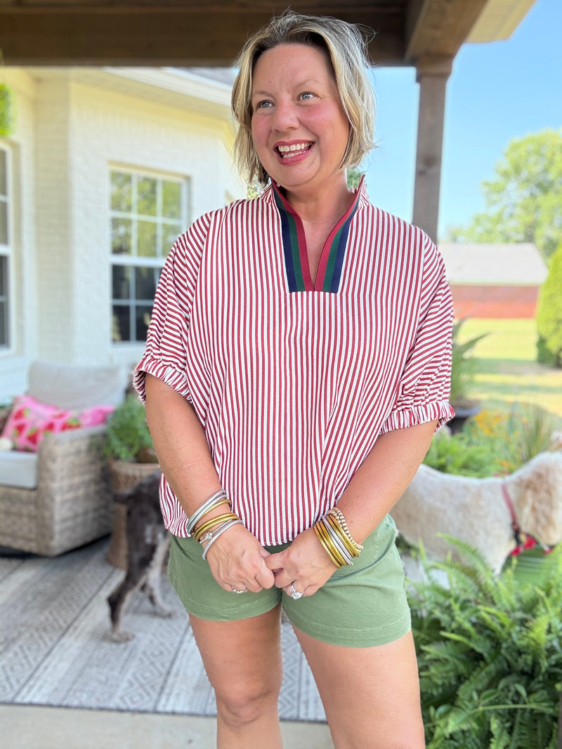 Chloe Stripe Top - Brick