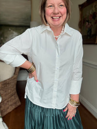 Poplin Shirt with extra wide Cuffs - White