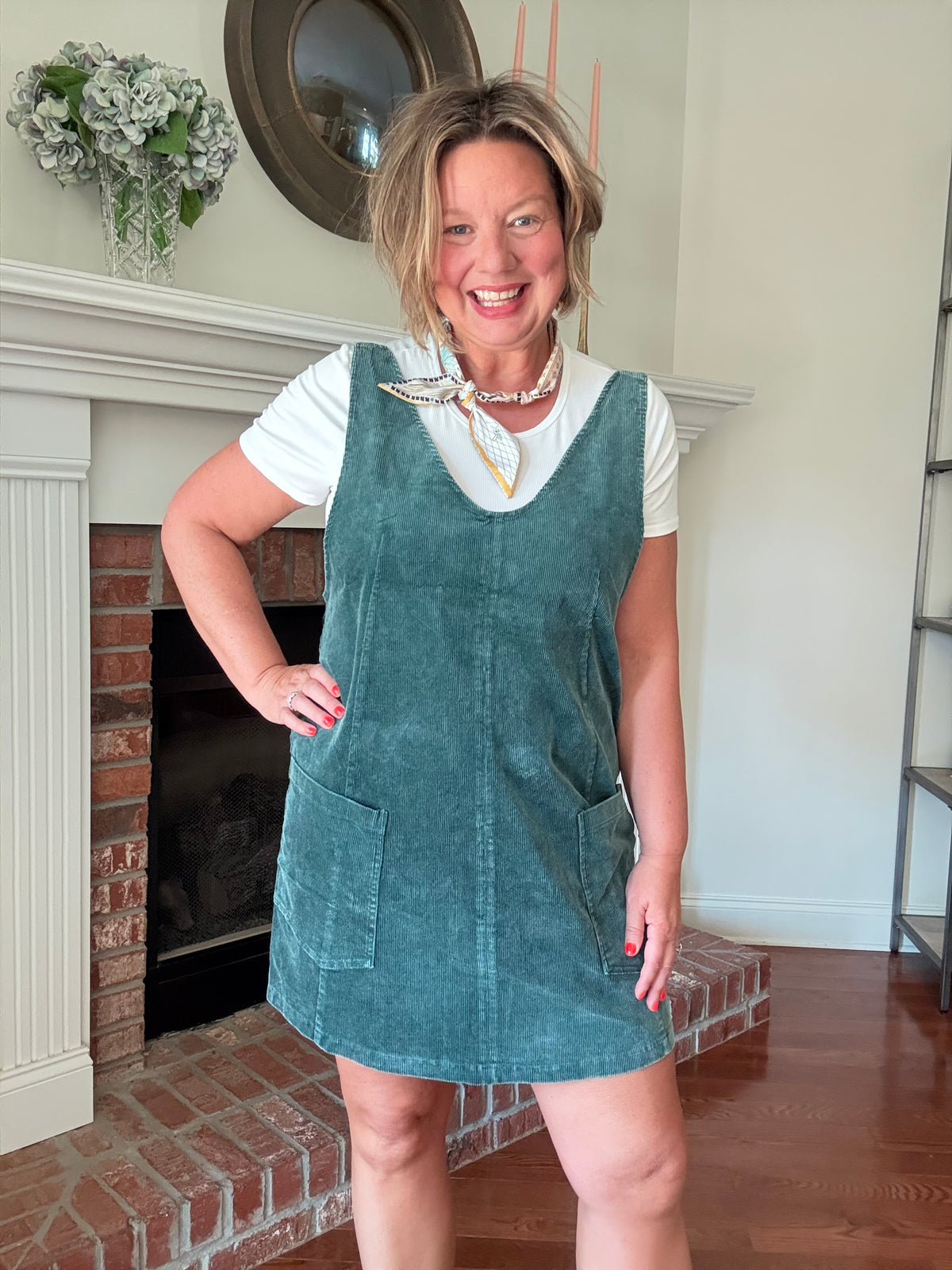 Rosie Corduroy Romper - Washed Teal