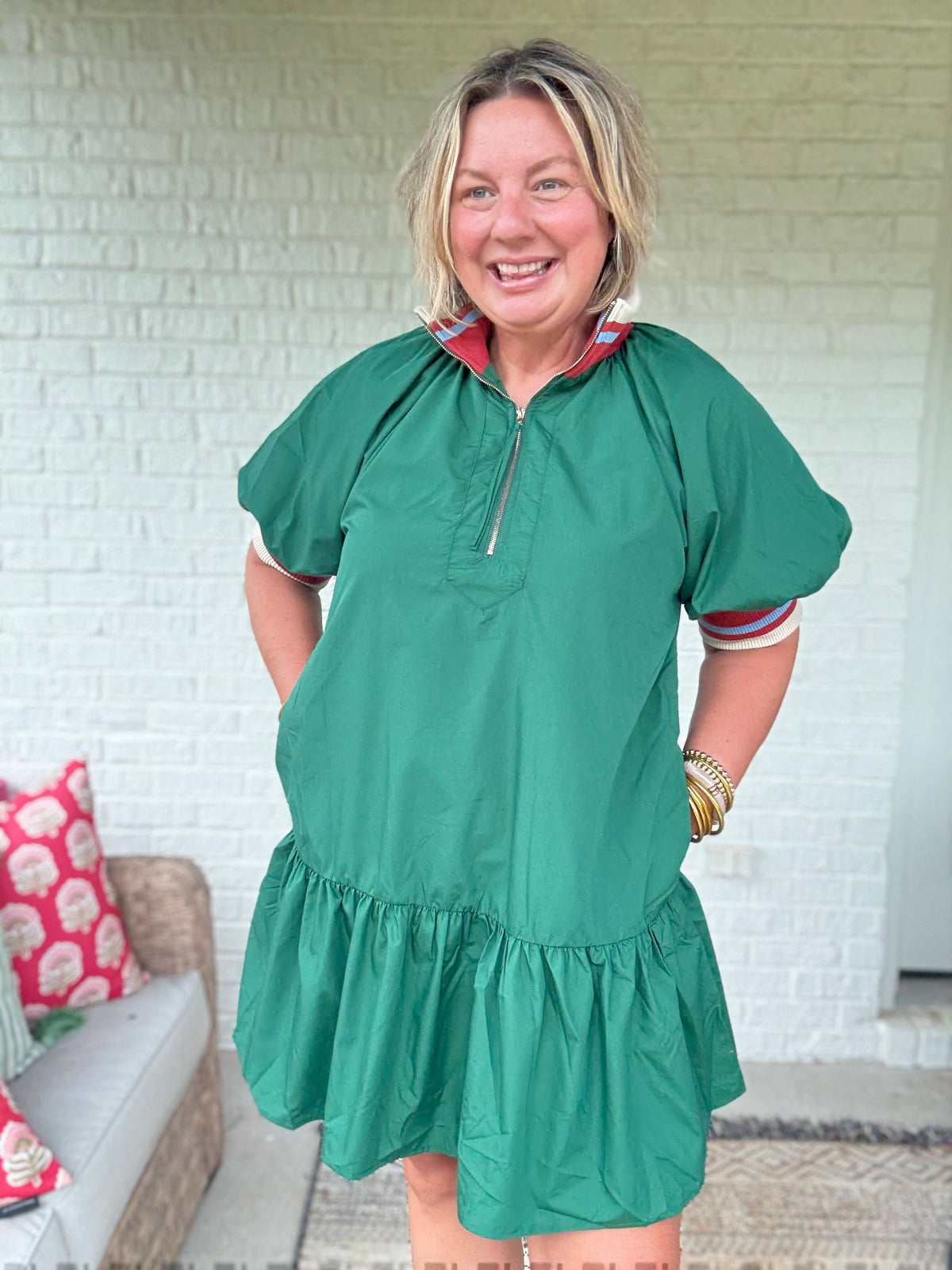 Lucy Drop Waist Dress - Green