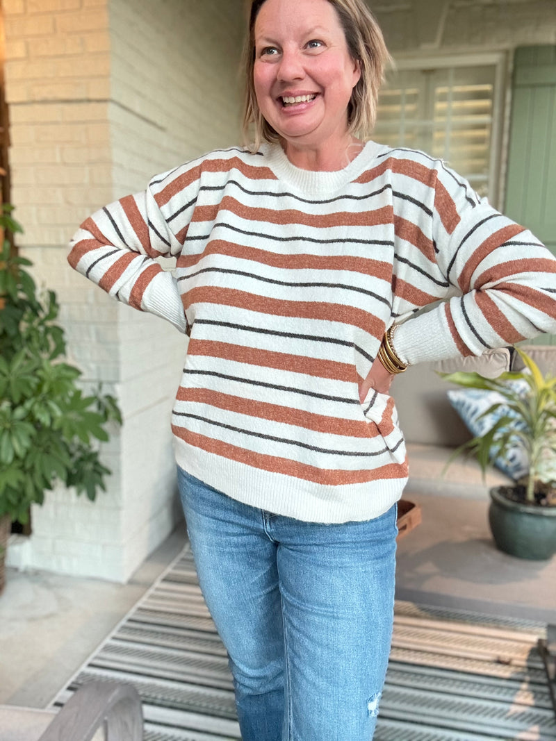 Winnie Brown Striped Sweater