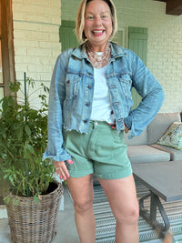 Kennedy Pleated Cuffed Shorts - Green