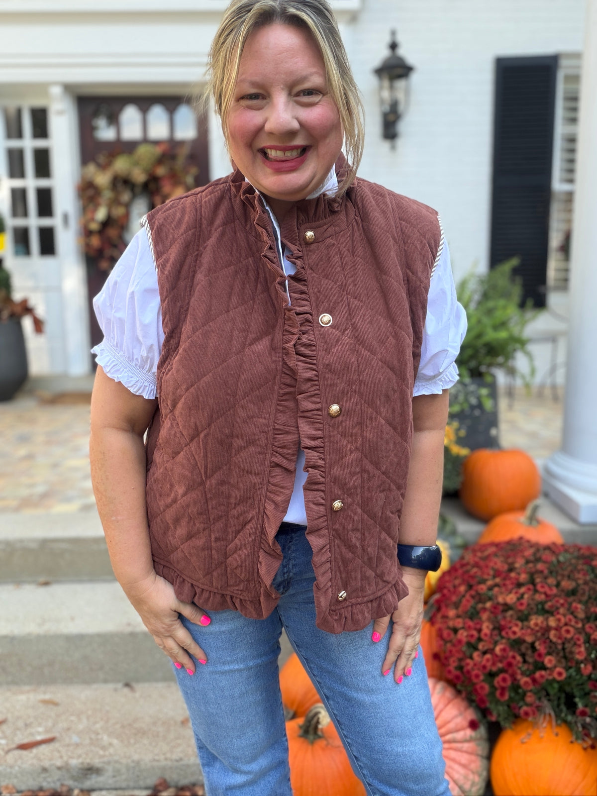 Harvest Corduroy Vest - Brown