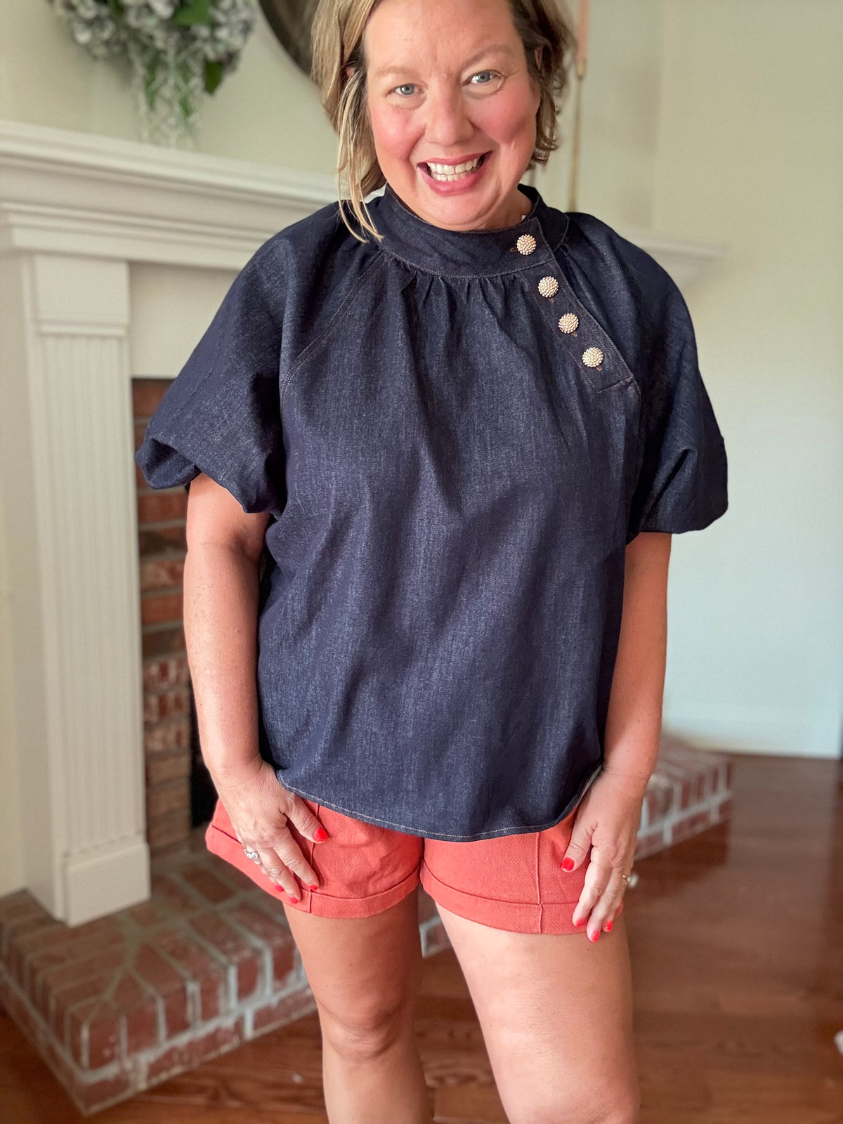 Goldie Denim Top w/ Buttons