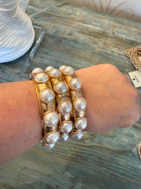 Gold Pearl Link Bracelet