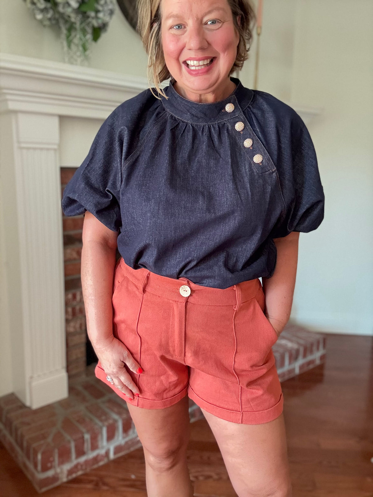 Goldie Denim Top w/ Buttons