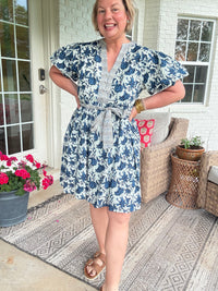 Garden Muse Tie Dress - Blue
