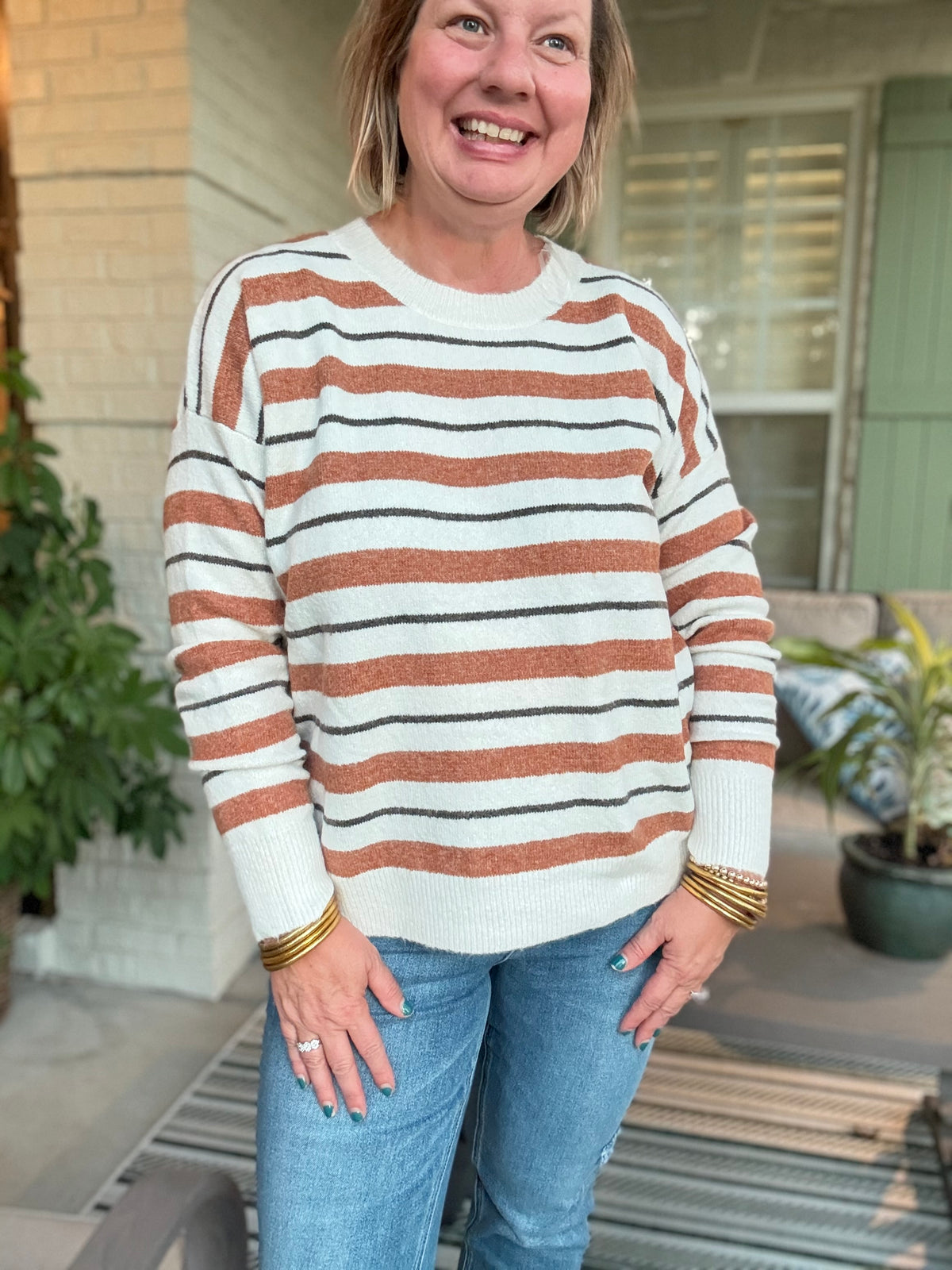Winnie Brown Striped Sweater