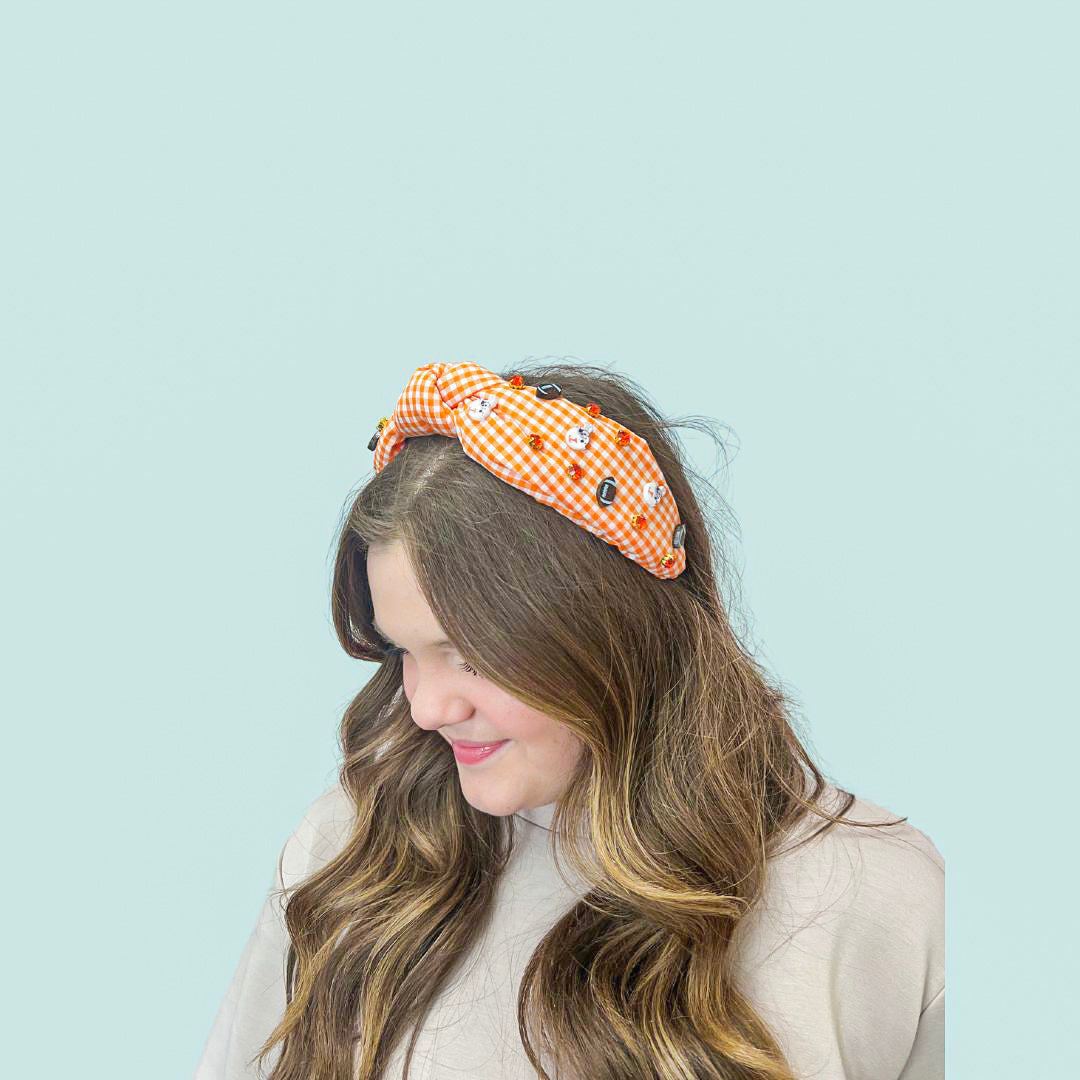 Orange and White Checkered Vols Headband