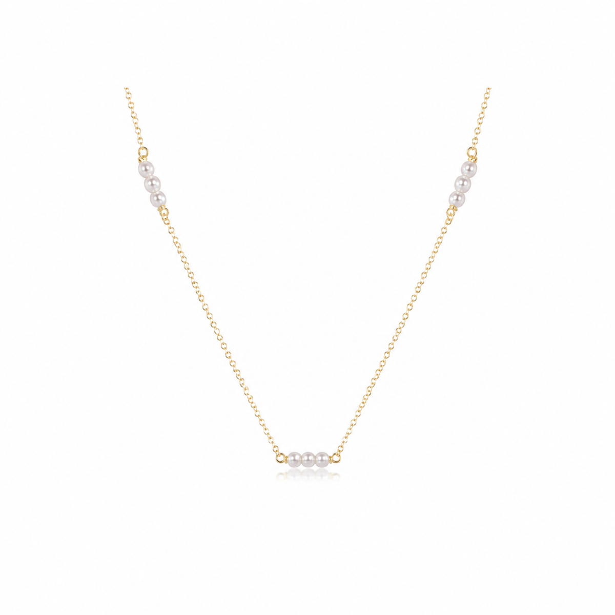 17" Choker Joy Simplicity Chain Gold - Pearl 3MM