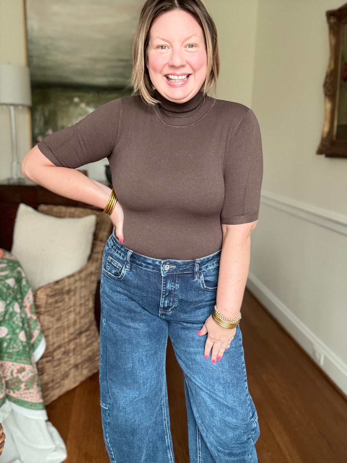 Brown Mock Neck Sweater