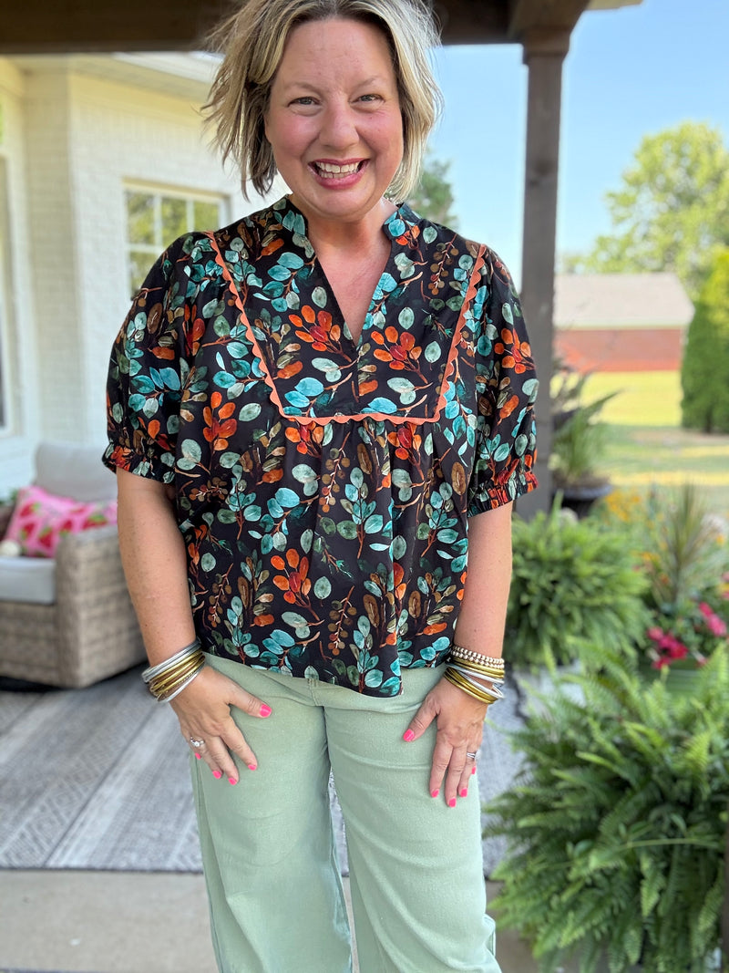 Lila Floral Top - Black