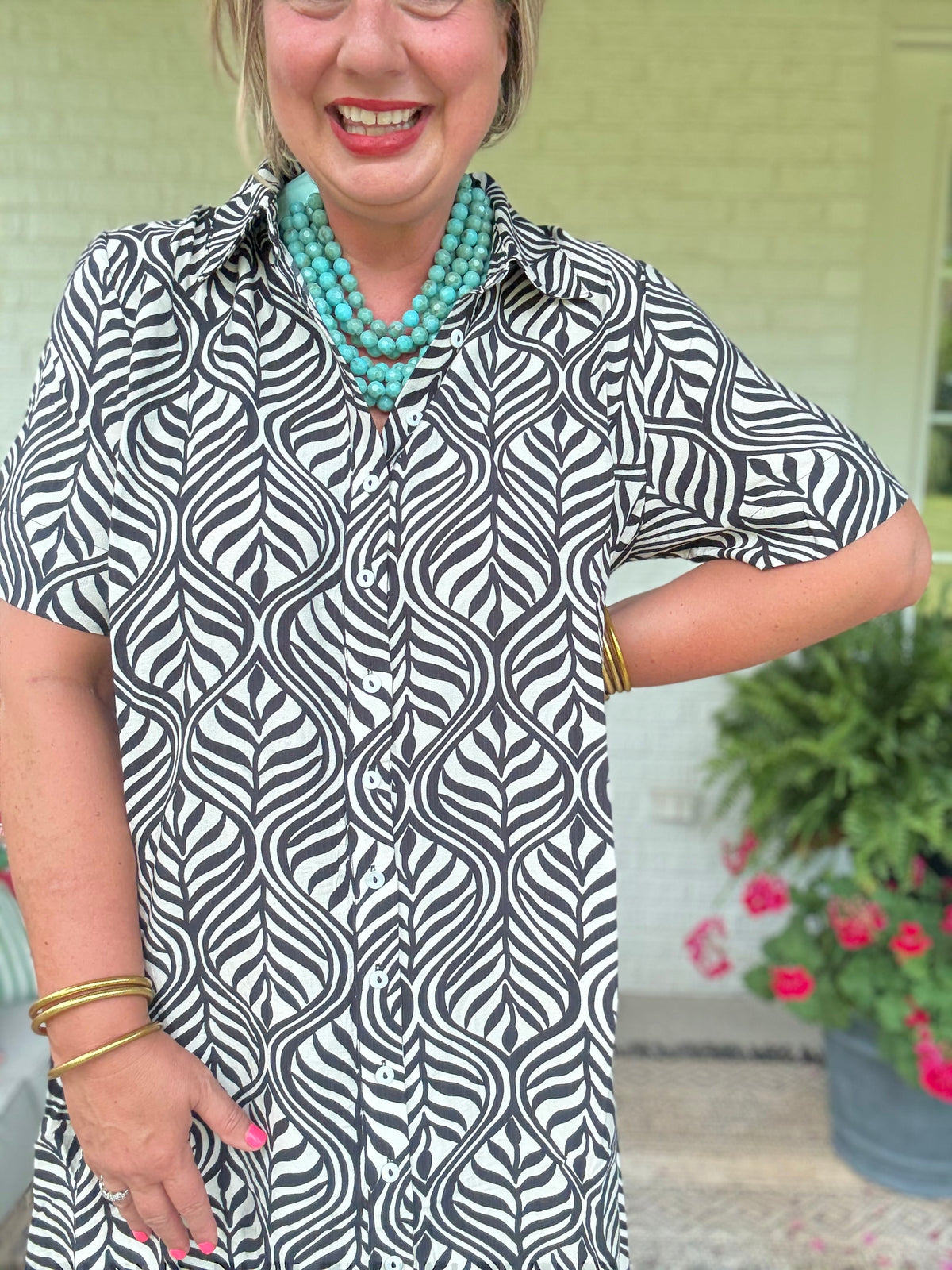 Nora Black and White Collar Dress