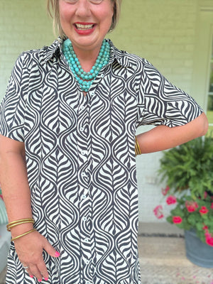 Nora Black and White Collar Dress
