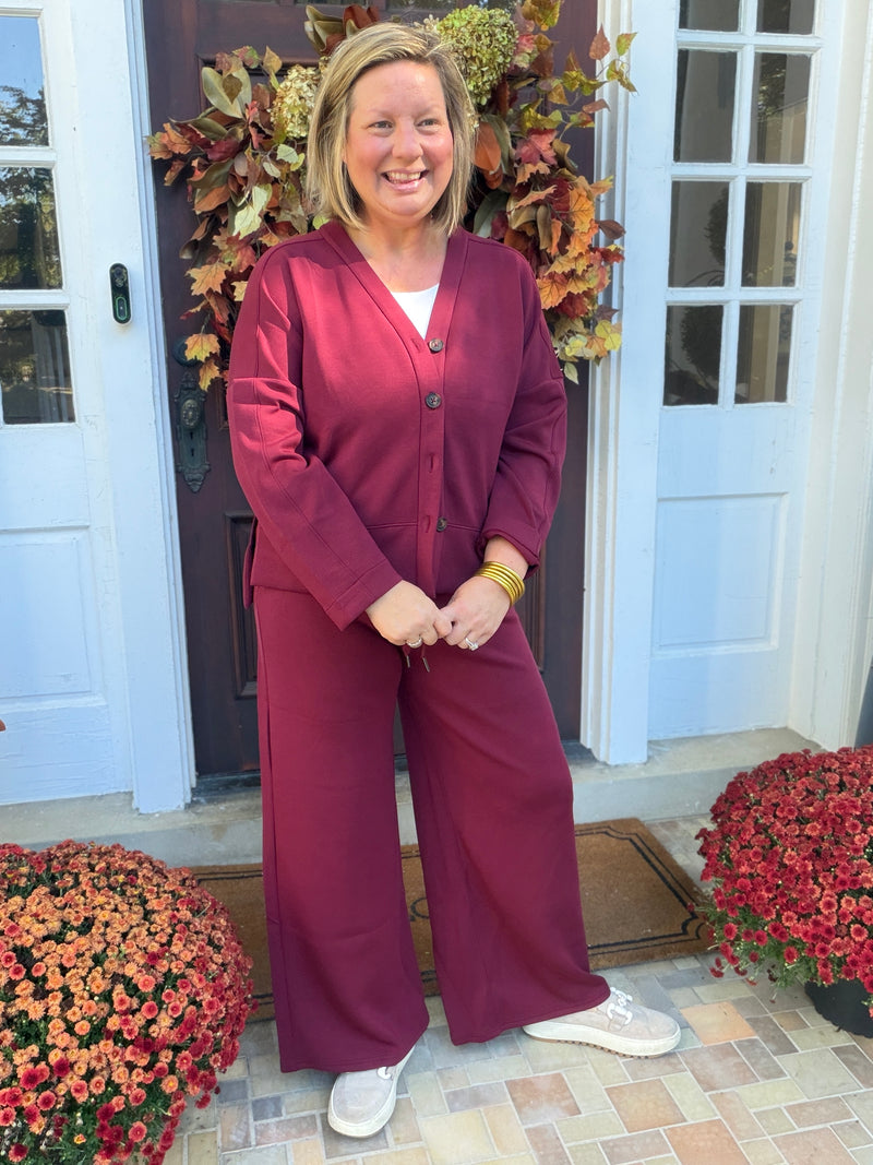 SPANX AirEssentials Wide Leg Pant - Vino Petite