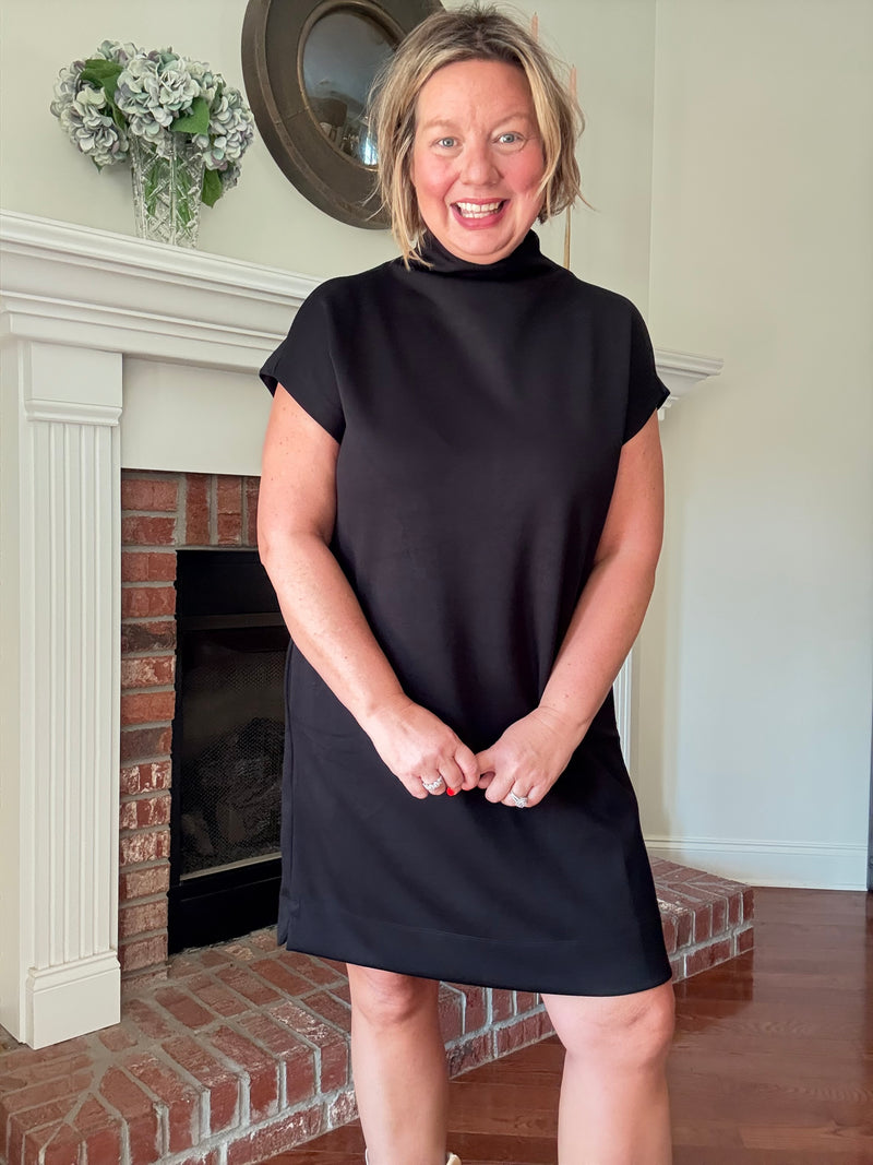 Ava Mock Neck Dress - Black