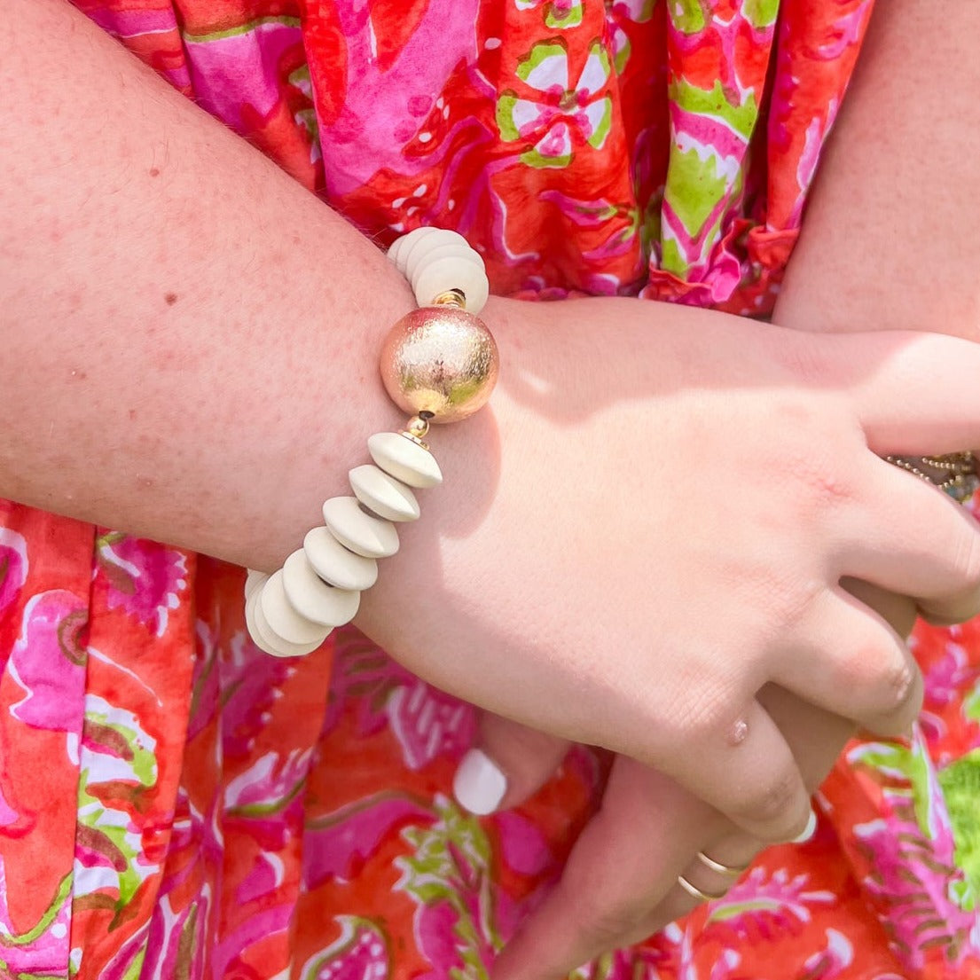 Disc Bead Bracelet - Cream