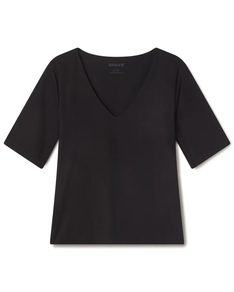 SPANXsmooth Jersey V-Neck Tee - Black