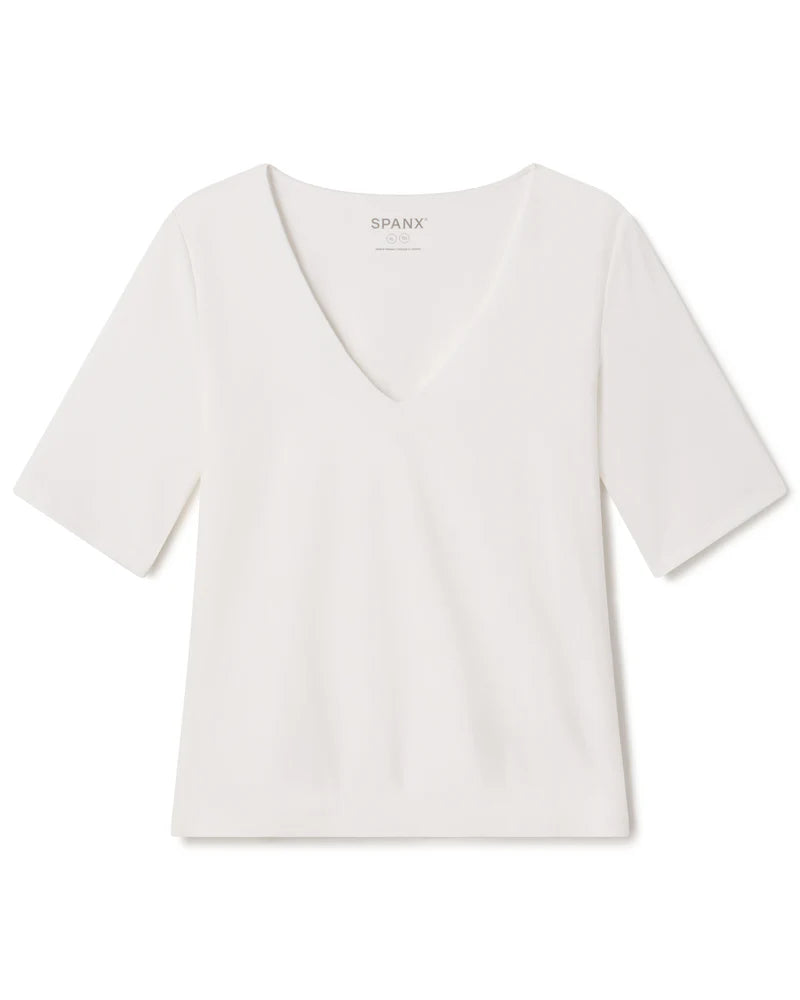 SPANXsmooth Jersey V-Neck Tee - White