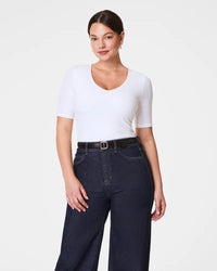 SPANXsmooth Jersey V-Neck Tee - White