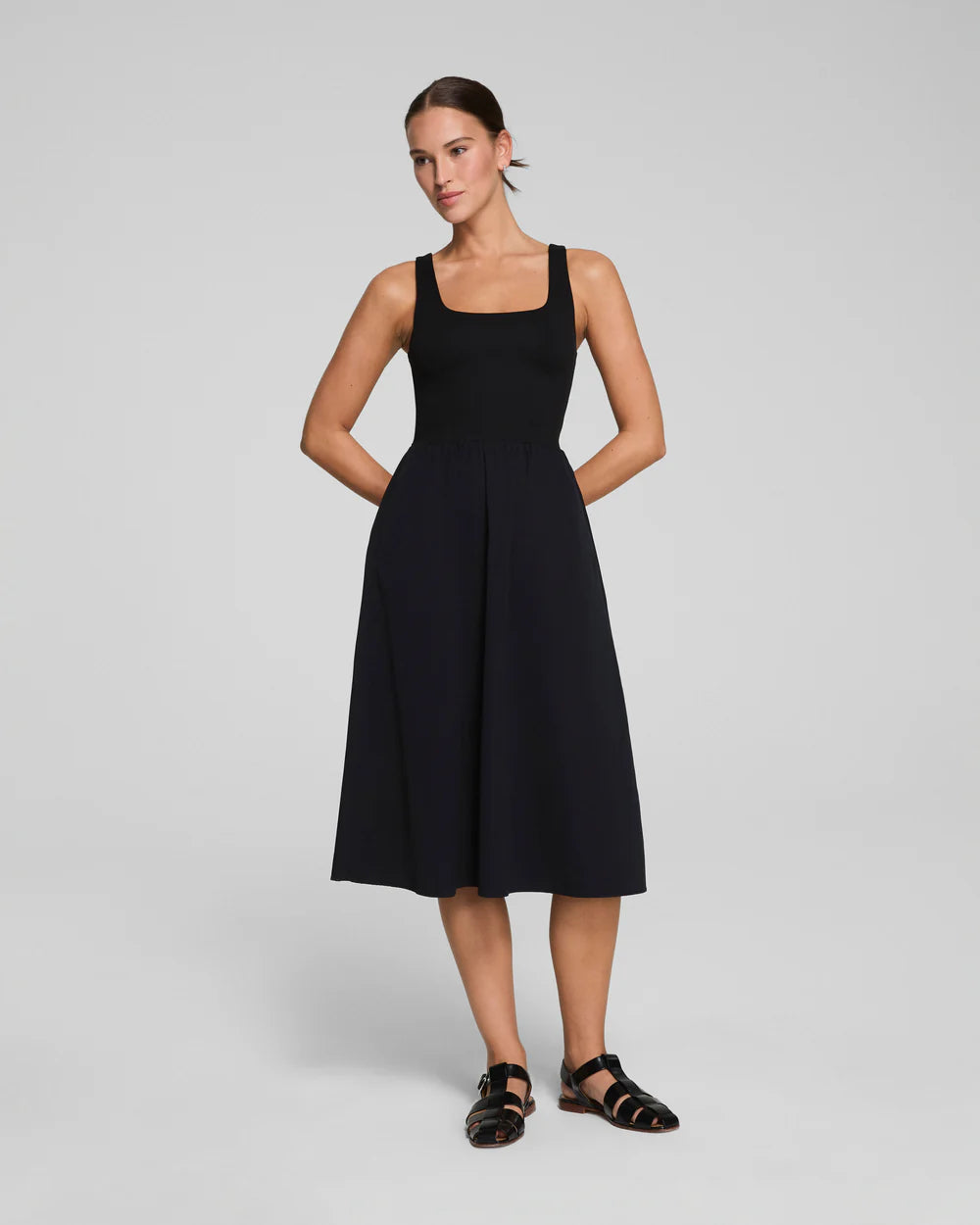 SPANX Scoop Neck Midi Dress - Black