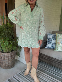 Garden Party Lace Dress - Green