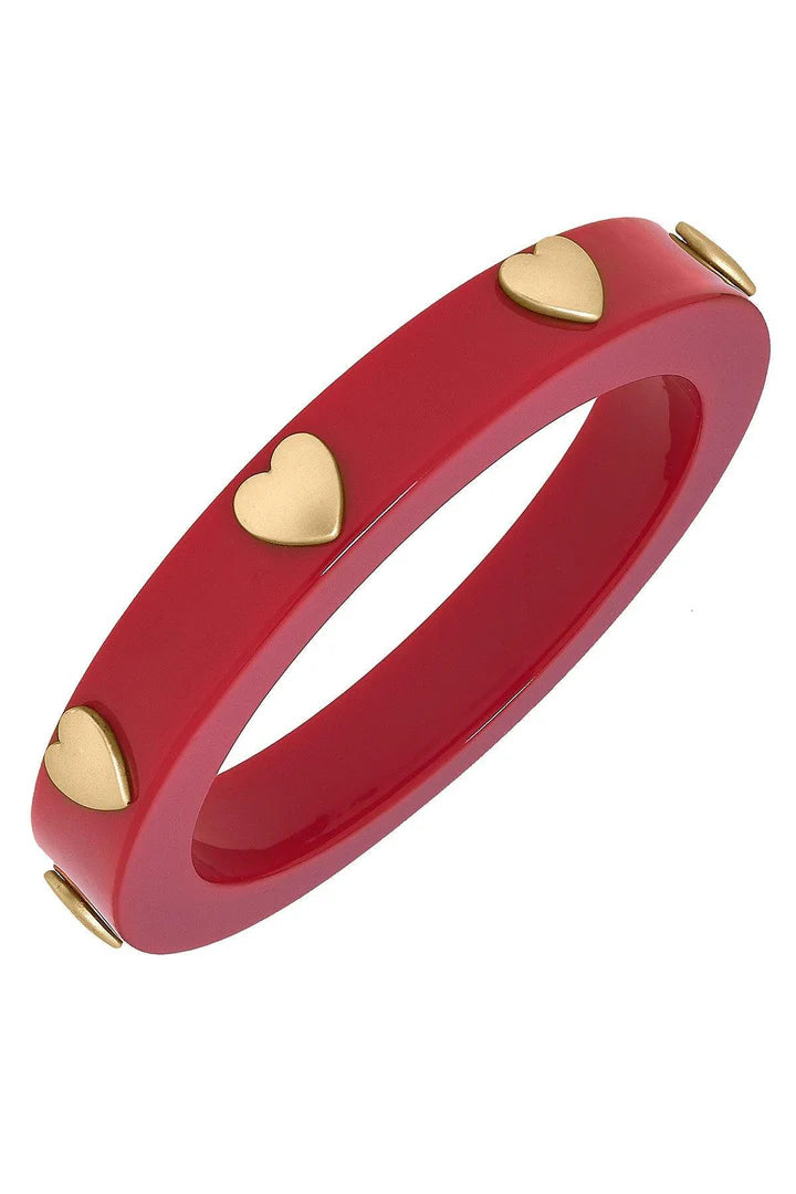 Libby Heart Resin Bangle - Red