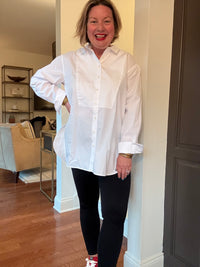 SPANX Tuxedo Button Down Shirt - White