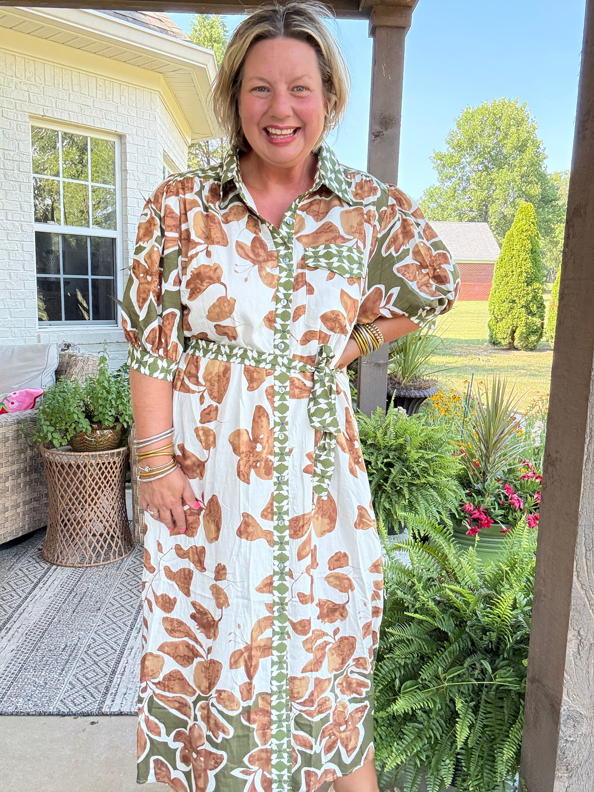 Mae Printed Dress - Camel