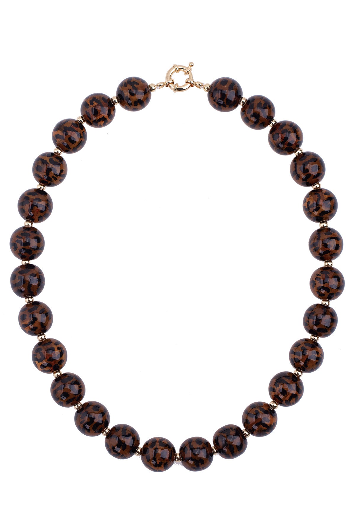 Jolene Beaded Resin Necklace in Tortoise