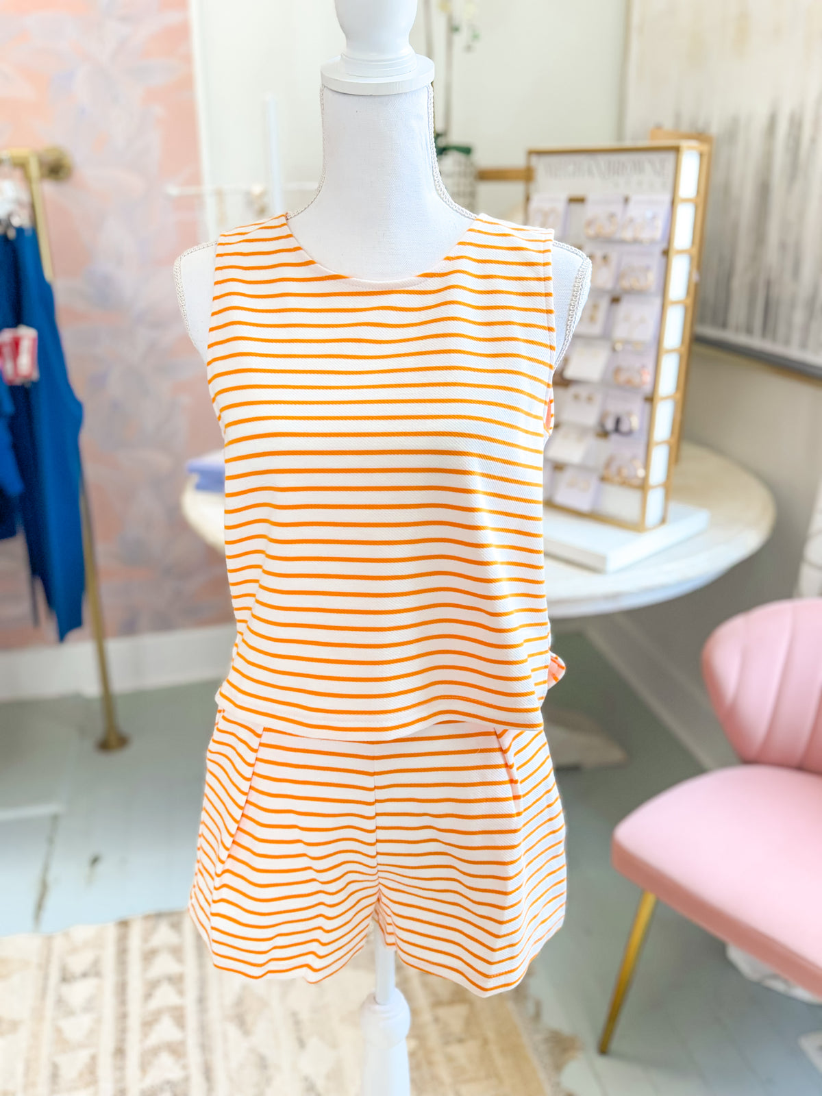 GameDay Stripe Knit Sleeveless Top and Shorts Set