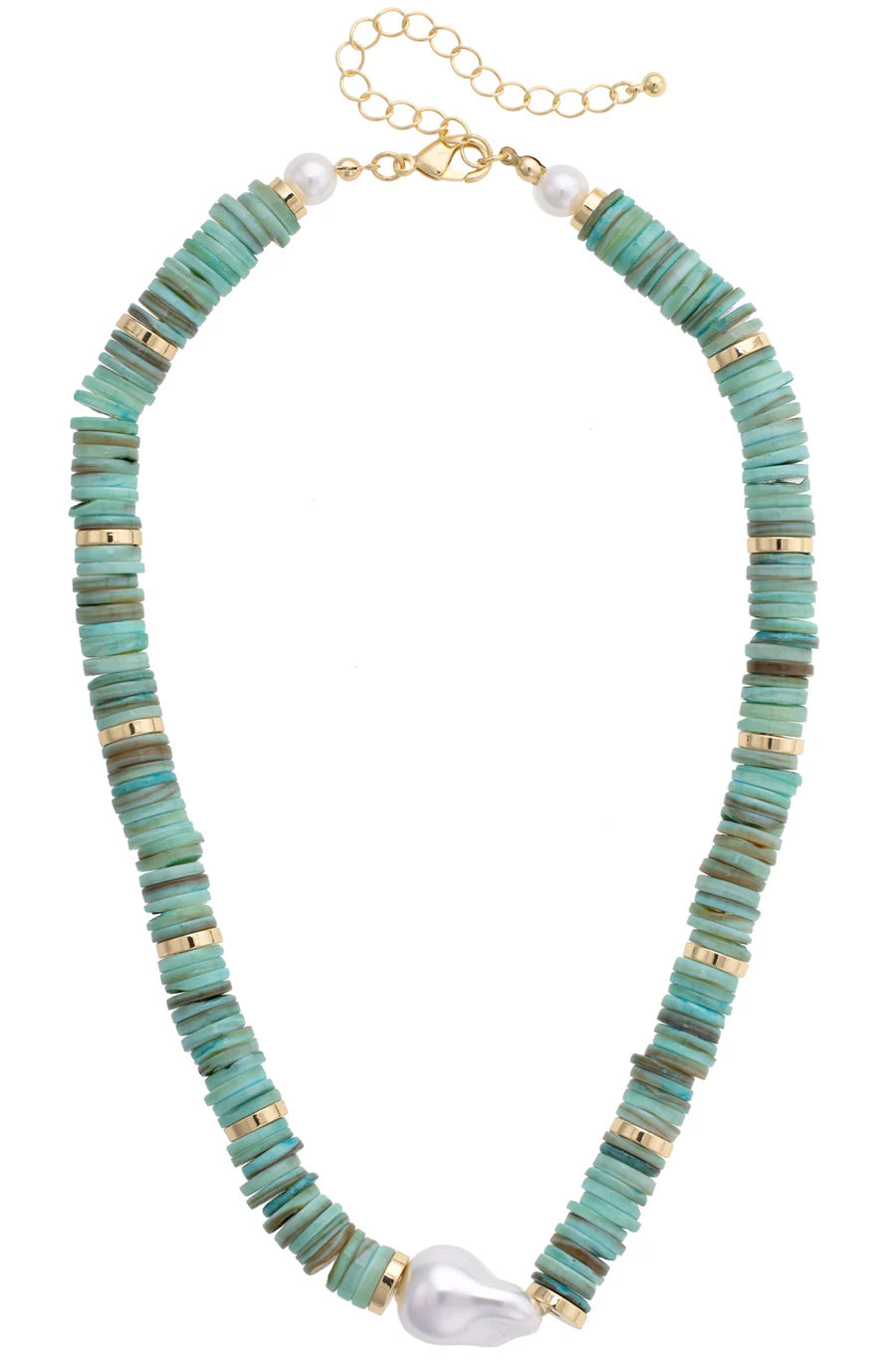 Leandra Pearl Shell Necklace in Seafoam