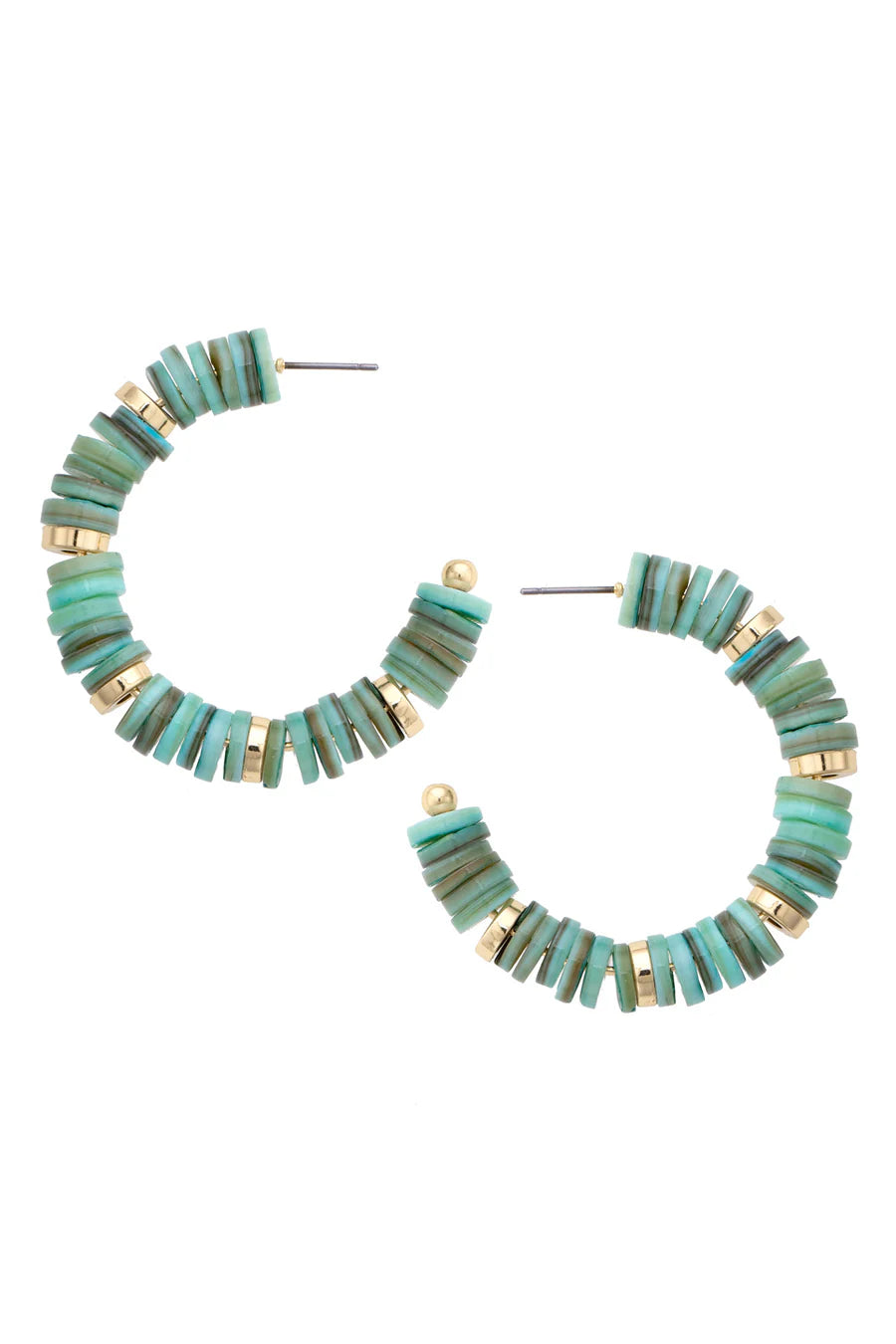 Sophia Shell Hoop Earrings in Seafoam