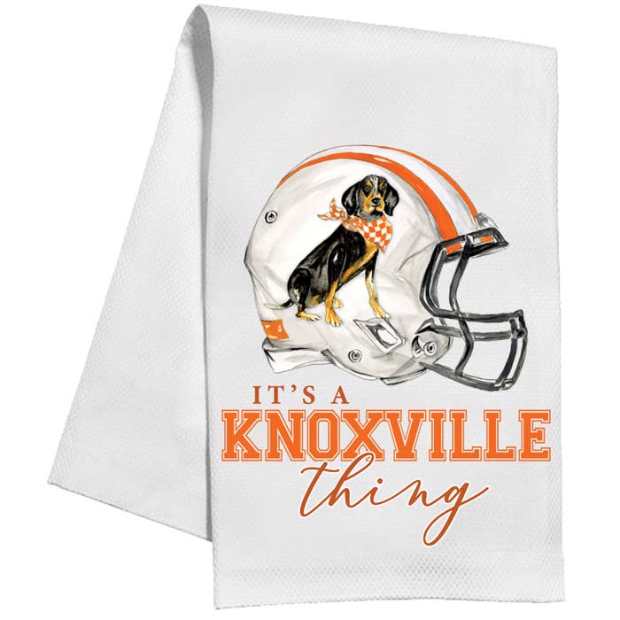 RosanneBeck Collections - Knoxville Thing Helmet Orange Coonhound Kitchen Towel