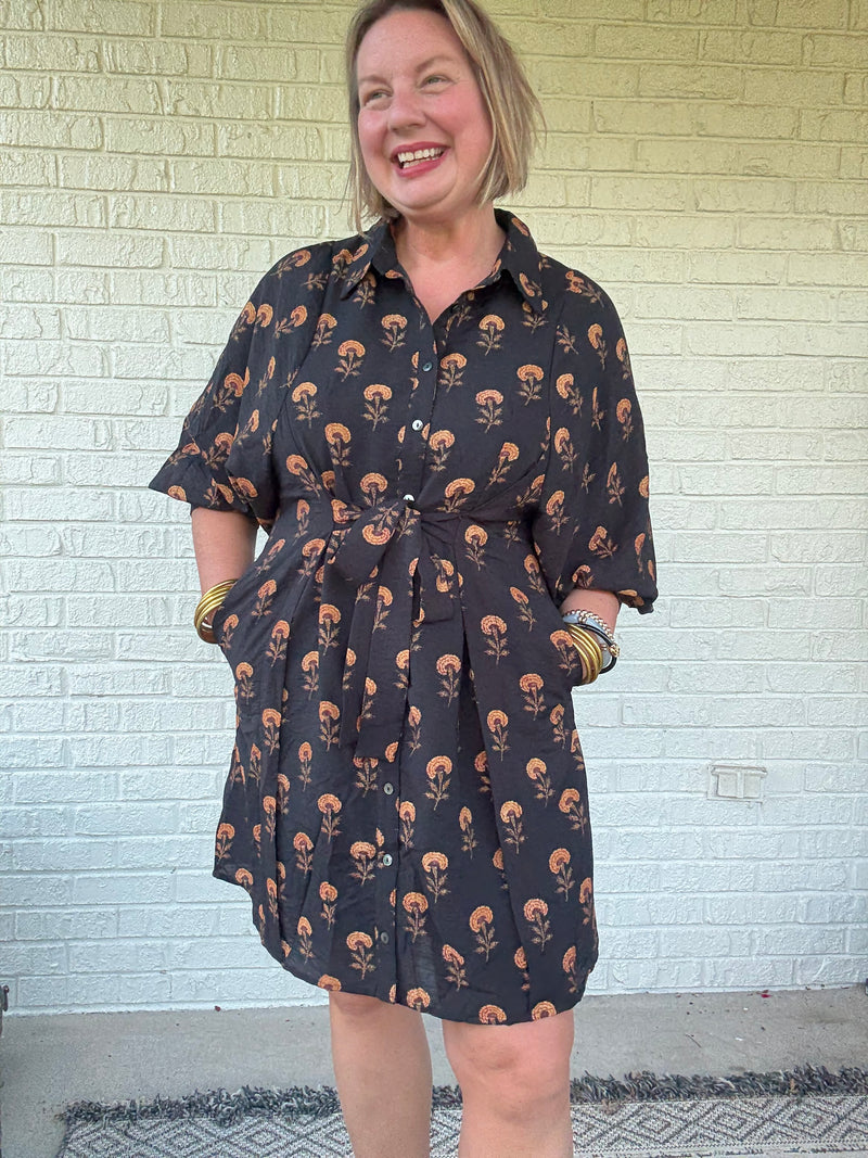 Golden Meadow Shirt Dress