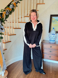 Black and Ivory Knit Lounge Set