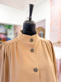 High Collar Button Down Jacket - Camel