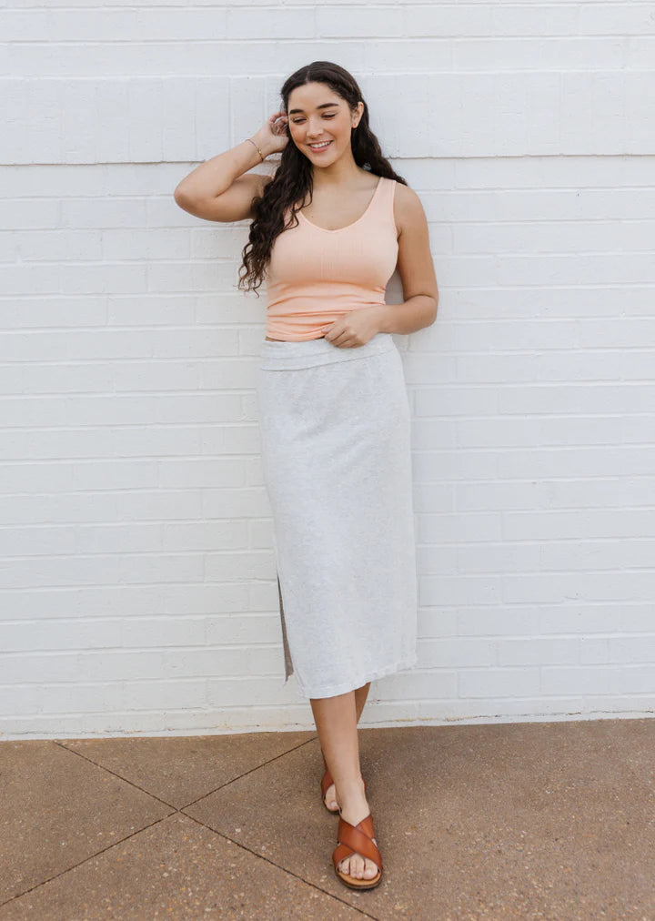 Nora Midi Skirt - Heather Grey