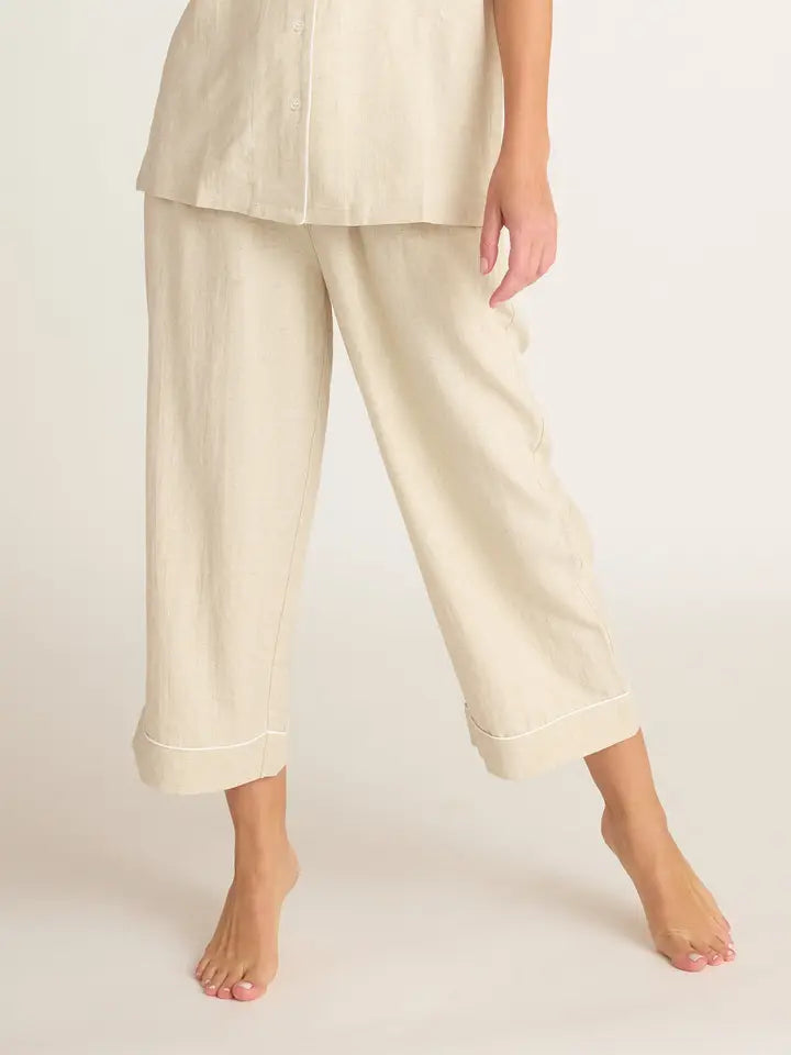 Faceplant Dreams Linen Capri Pant - Natural