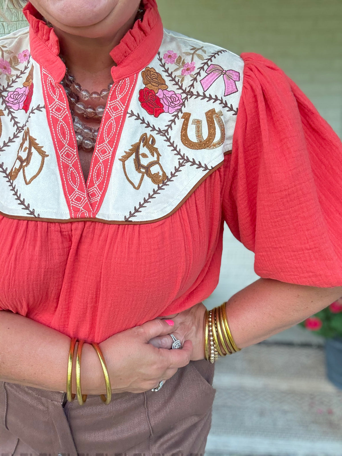 Daisy Rodeo Top - Orange