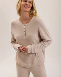Barefoot Dreams CCUL Diamond Quilt Henley - Stone