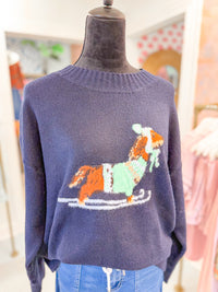 Navy Dachshund Sweater