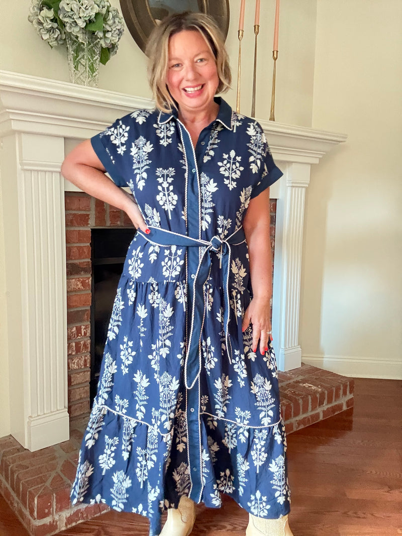 The Eleanor Shirt Dress - Navy