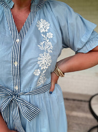 Rosie Embroidered Belted Dress