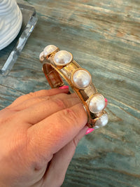 Gold Pearl Link Bracelet