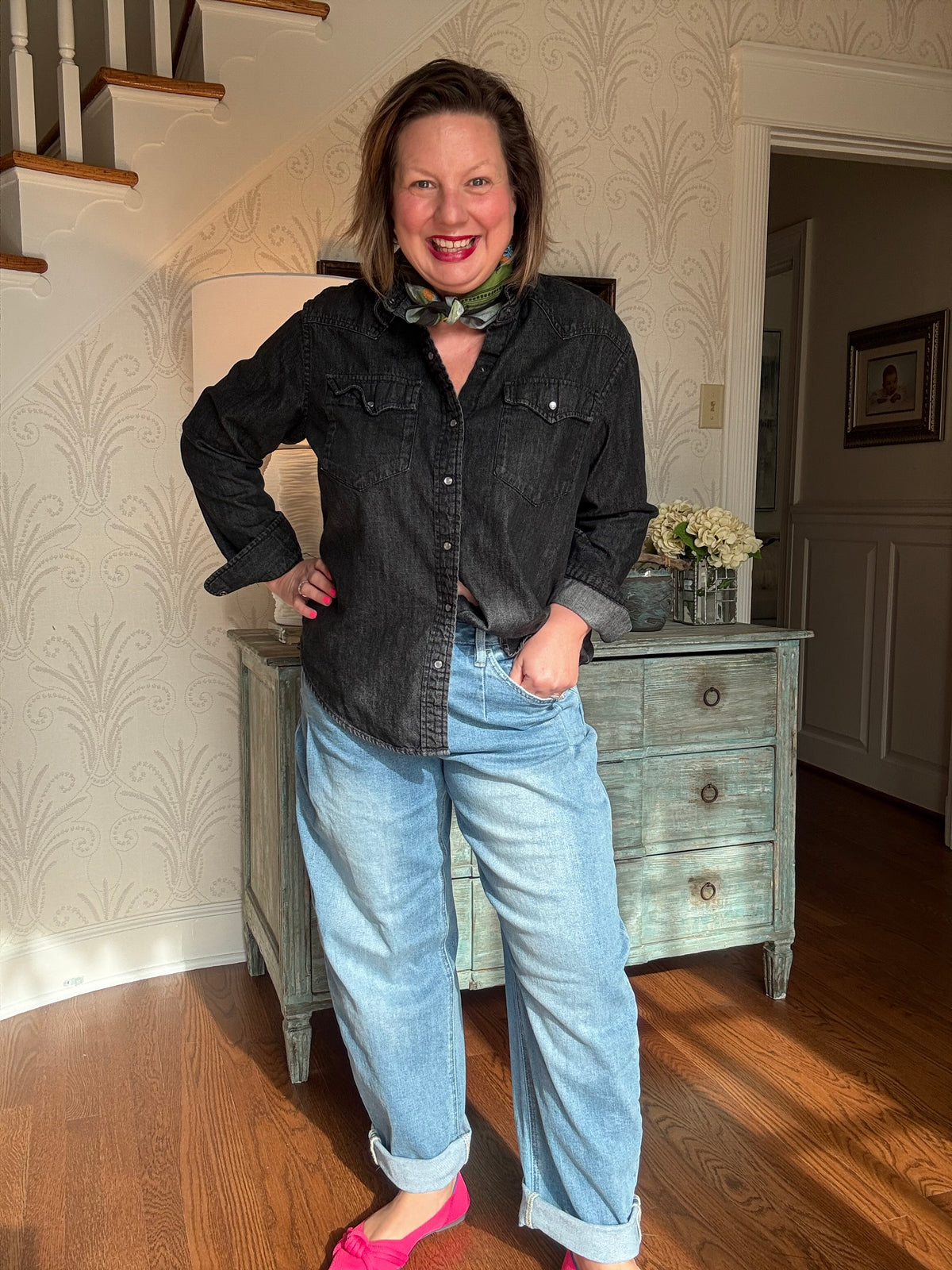 Kate Wind Snap Super High Rise Cuffed Barrel Jean