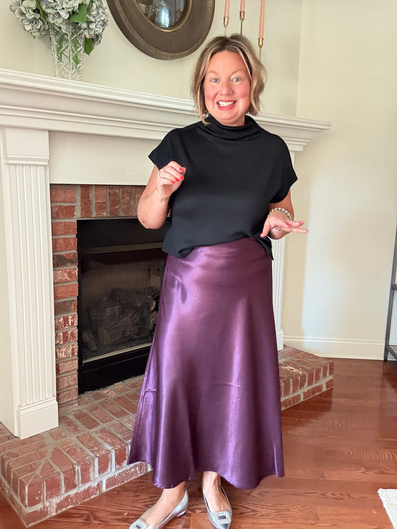Plum Poetry Silky Skirt